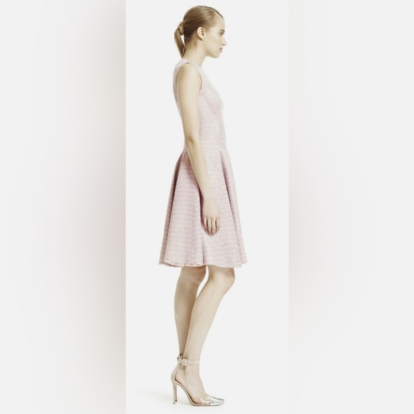 $1595 New LELA ROSE  Shimmery LILAC  Metallic Tweed GODET Flared Dress  4 NWT - Picture 2 of 13